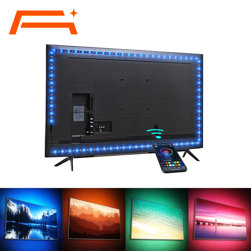 Tira de luces LED RGB con control por app, Bluetooth, carga USB