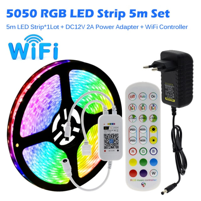 Tiras de Luces LED RGB con Control Remoto, Control Música , Bluetooth y Wifi