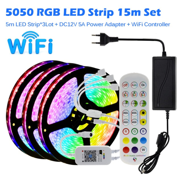 Tiras de Luces LED RGB con Control Remoto, Control Música , Bluetooth y Wifi