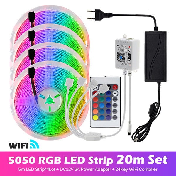 Tiras de Luces LED RGB con Control Remoto, Control Música , Bluetooth y Wifi